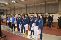 Women epee teams medallists